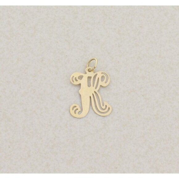 Pendant Only 14k Yellow Gold Letter 'K' Pendant Initial K Design 3/4" x 1/2" - Picture 1 of 6